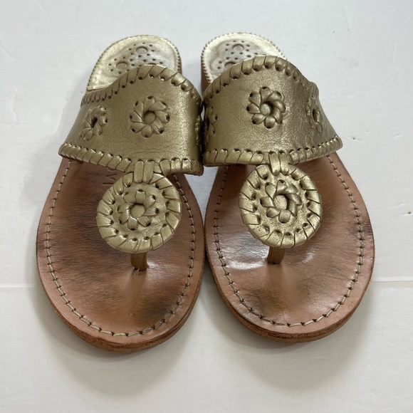 Jack Rogers Jacks Flat Sandals Gold Size 7 - Picture 2 of 8